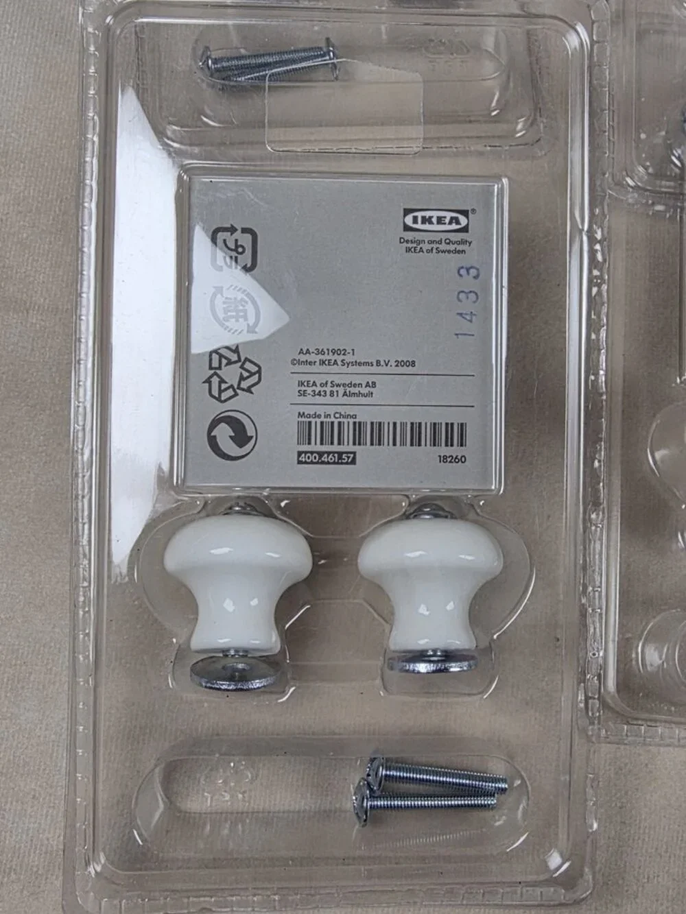 IKEA Lindsdal Drawer KNOB Handles Cabinet Pulls WHITE PORCELAIN 1 3/16